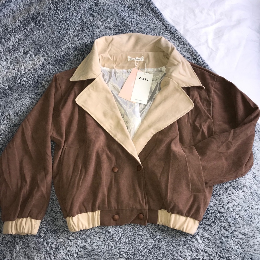 Snap Button Lapel Jacket With Pockets